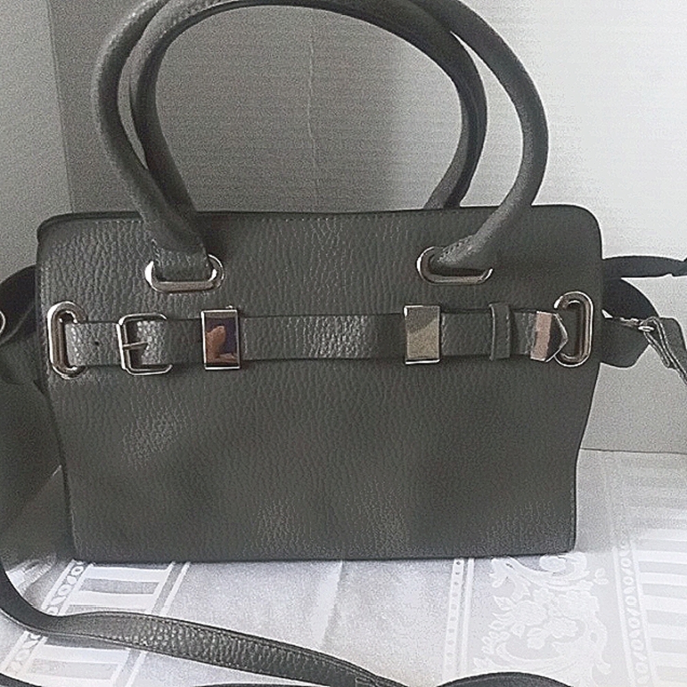 JustFab Charcoal Faux Pebble Leather Bag